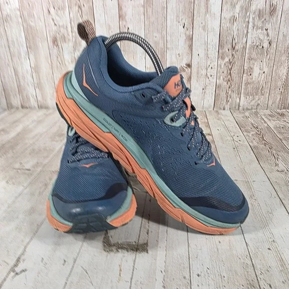 Hoka One One Challenger ATR 6 Womens 7.5B Real Teal Cantaloupe Trail Shoes - Picture 8 of 8